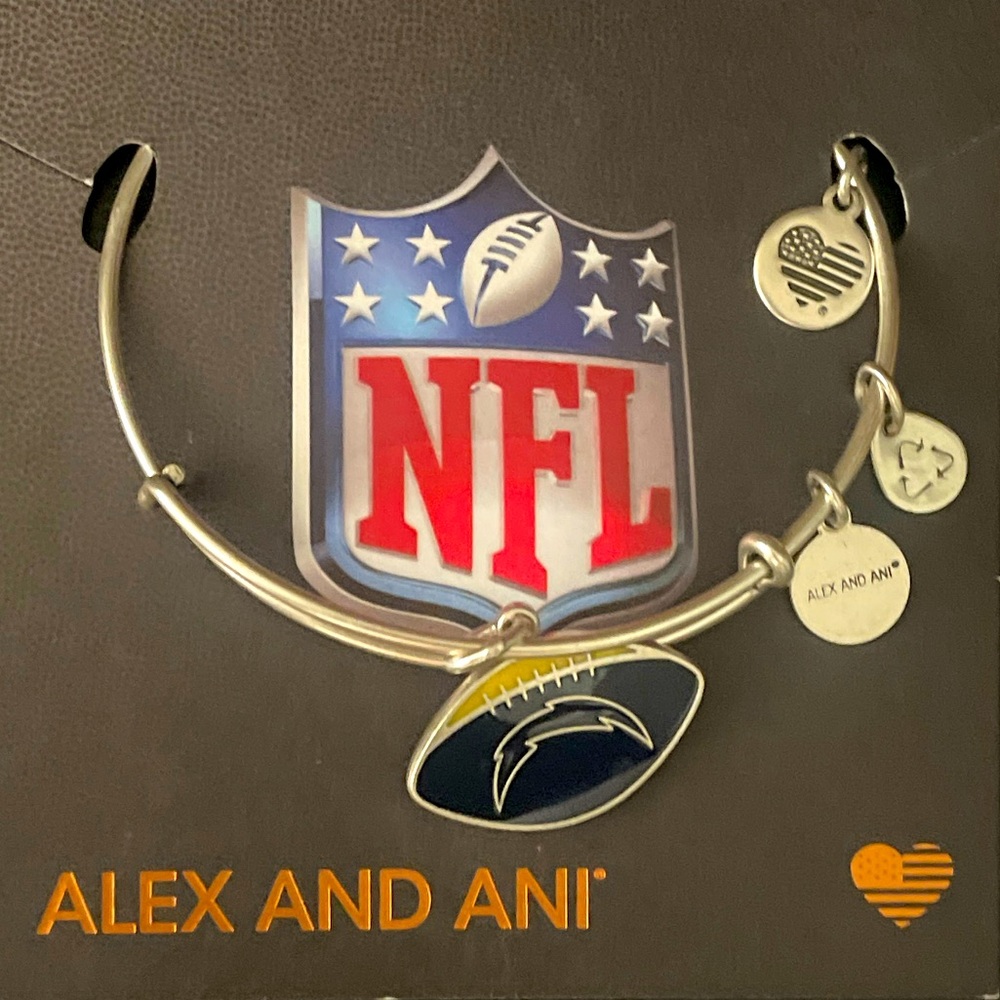 NWT Alex and Ani Los Angeles Chargers NFL Football Charm Bangle Bracelet